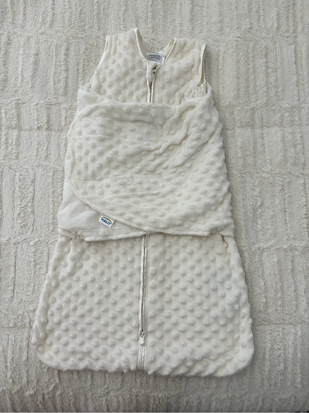 Halo Cream Textured Sleeveless Baby Sleep Sack